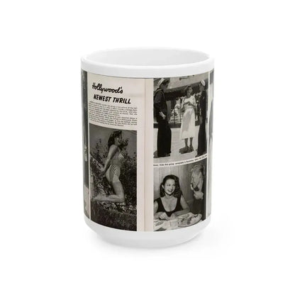 Greta Thyssen #16 - American Beauties Mag. '53 - 2 Pages with, 5 B&W Photos (Vintage Female Icon) White Coffee Mug 15oz - Go Mug Yourself