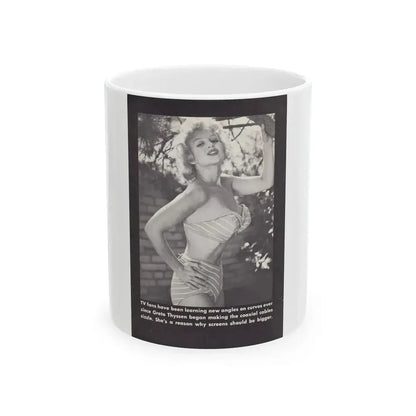 Greta Thyssen #160 - 1 Full Page B&W Photo on Page 38 from BOLD Pocket Mag. Feb. '59 (Vintage Female Icon) White Coffee Mug 11oz - Go Mug Yourself