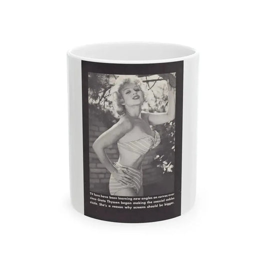 Greta Thyssen #160 - 1 Full Page B&W Photo on Page 38 from BOLD Pocket Mag. Feb. '59 (Vintage Female Icon) White Coffee Mug 11oz - Go Mug Yourself