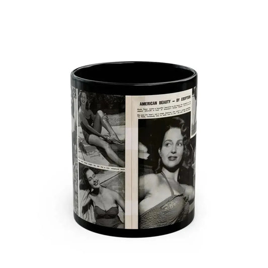 Greta Thyssen #17 - American Beauties Mag. '53 - 2 Pages with, 5 B&W Photos (Vintage Female Icon) Black Coffee Mug 11oz - Go Mug Yourself