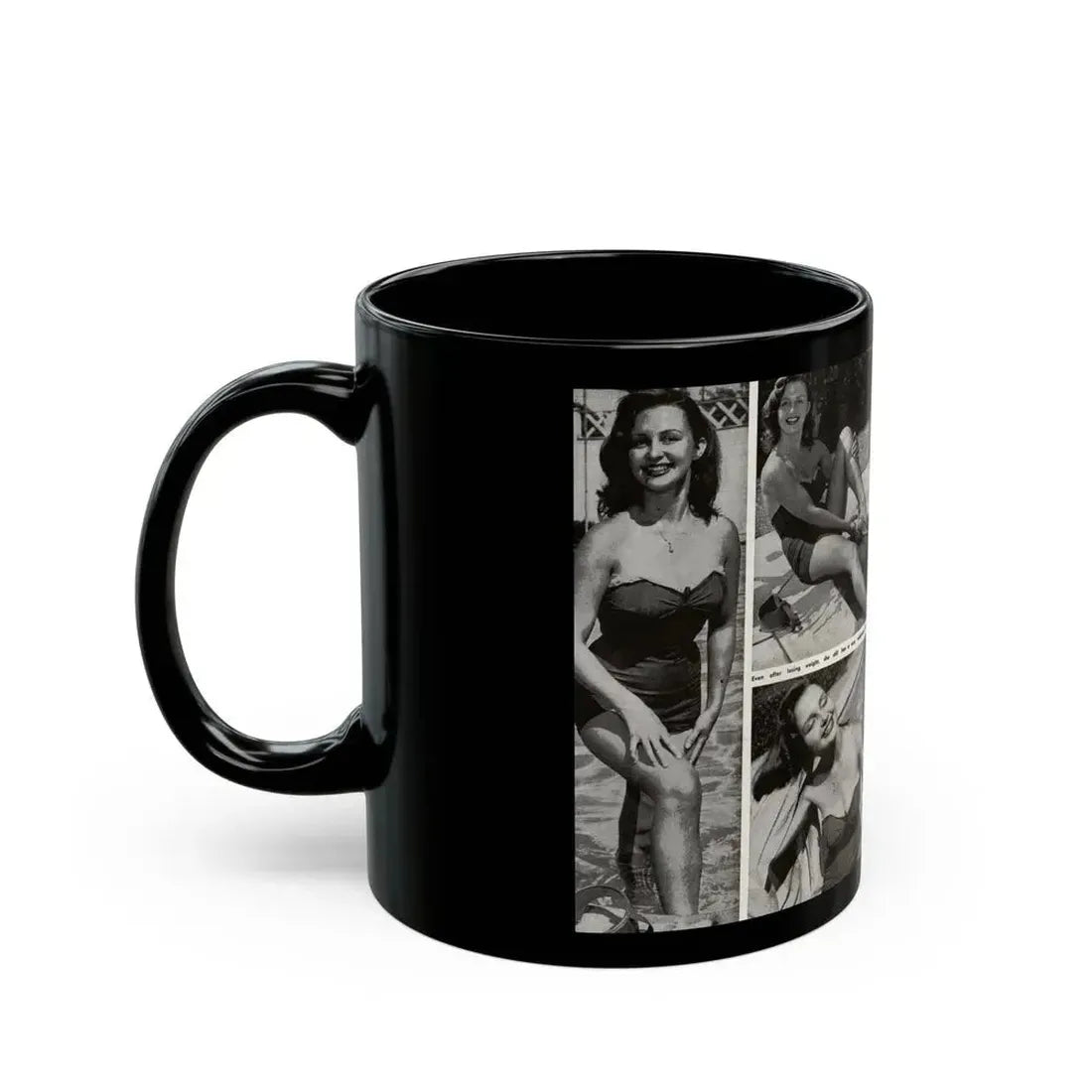 Greta Thyssen #17 - American Beauties Mag. '53 - 2 Pages with, 5 B&W Photos (Vintage Female Icon) Black Coffee Mug - Go Mug Yourself