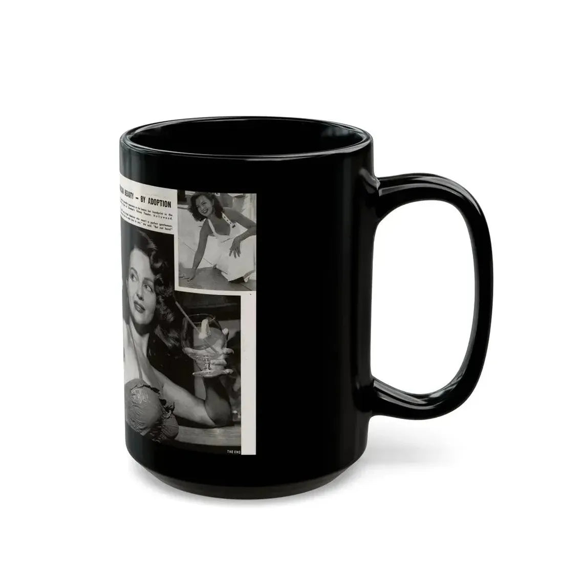 Greta Thyssen #17 - American Beauties Mag. '53 - 2 Pages with, 5 B&W Photos (Vintage Female Icon) Black Coffee Mug - Go Mug Yourself