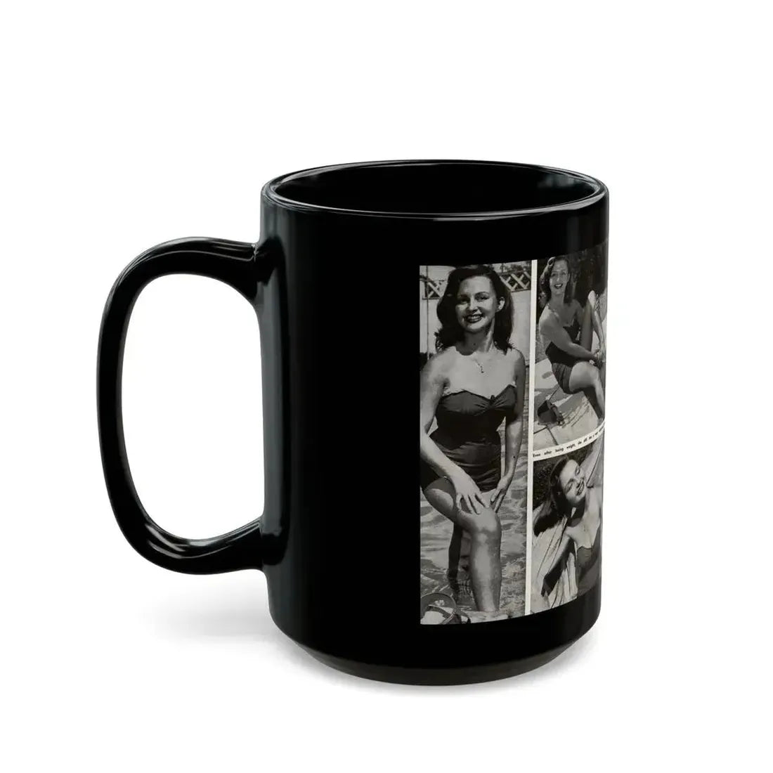 Greta Thyssen #17 - American Beauties Mag. '53 - 2 Pages with, 5 B&W Photos (Vintage Female Icon) Black Coffee Mug - Go Mug Yourself