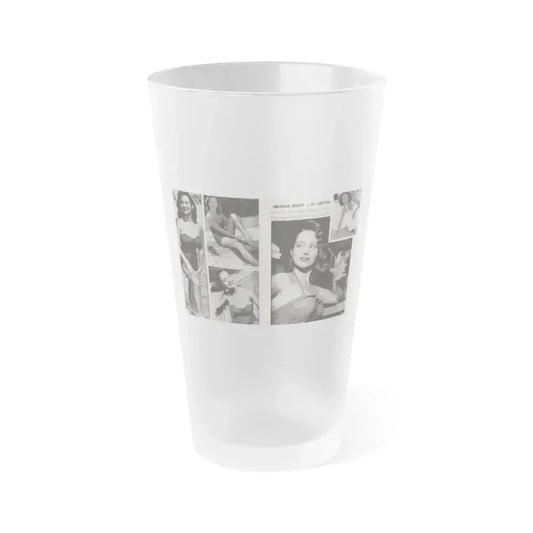 Greta Thyssen #17 - American Beauties Mag. '53 - 2 Pages with, 5 B&W Photos (Vintage Female Icon) Frosted Pint Glass 16oz 16oz Frosted - Go Mug Yourself