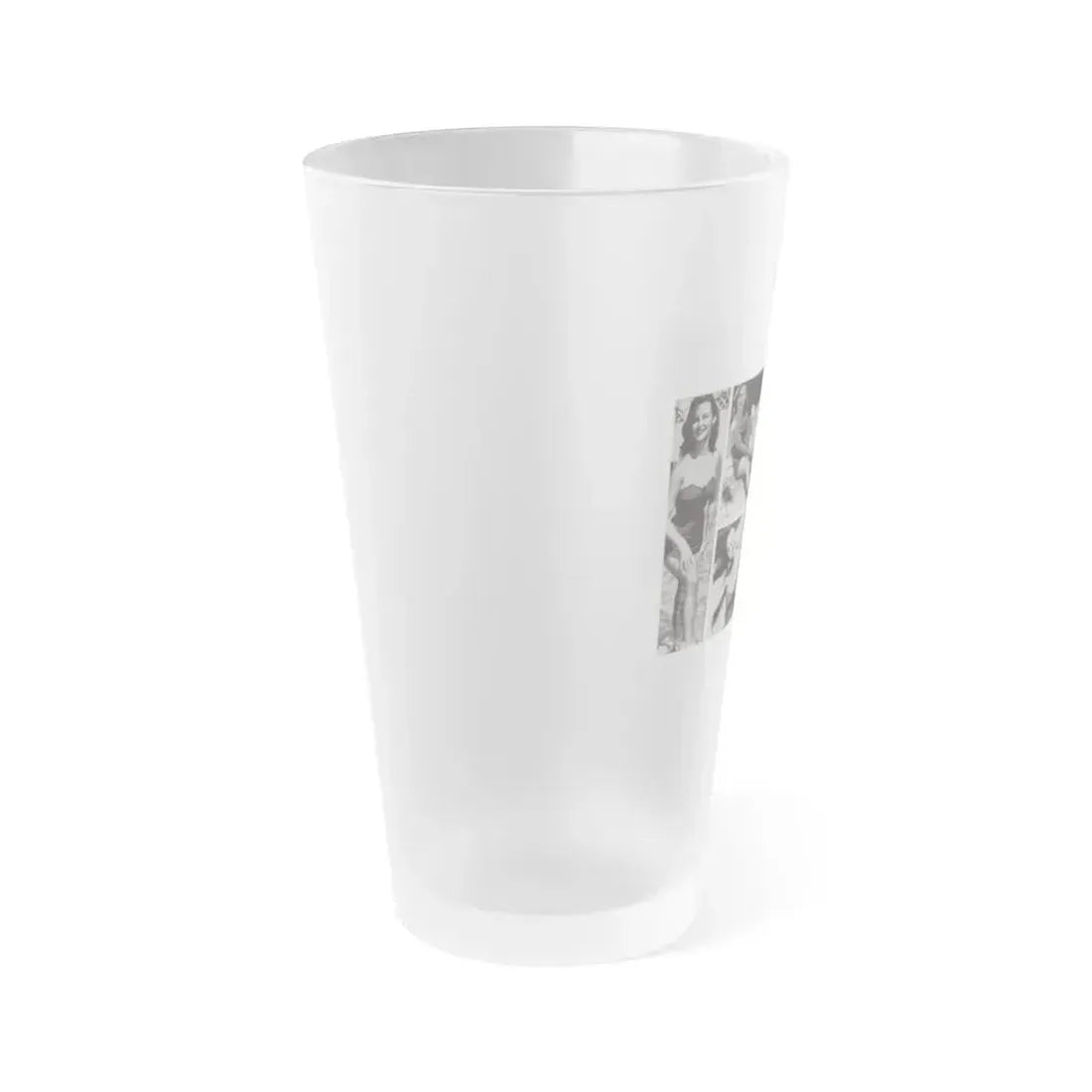 Greta Thyssen #17 - American Beauties Mag. '53 - 2 Pages with, 5 B&W Photos (Vintage Female Icon) Frosted Pint Glass 16oz - Go Mug Yourself