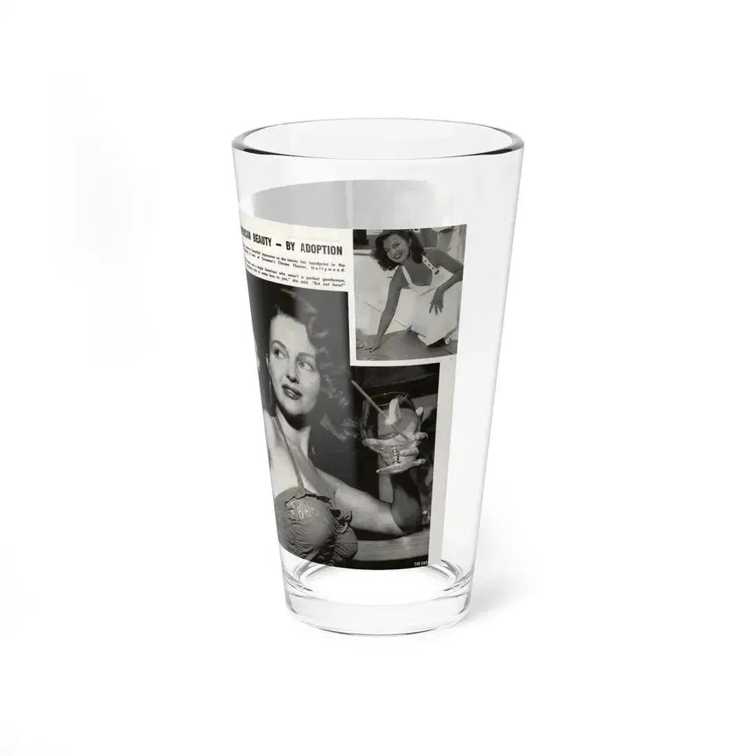 Greta Thyssen #17 - American Beauties Mag. '53 - 2 Pages with, 5 B&W Photos (Vintage Female Icon) Pint Glass 16oz - Go Mug Yourself