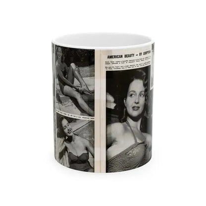 Greta Thyssen #17 - American Beauties Mag. '53 - 2 Pages with, 5 B&W Photos (Vintage Female Icon) White Coffee Mug 11oz - Go Mug Yourself