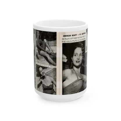 Greta Thyssen #17 - American Beauties Mag. '53 - 2 Pages with, 5 B&W Photos (Vintage Female Icon) White Coffee Mug 15oz - Go Mug Yourself