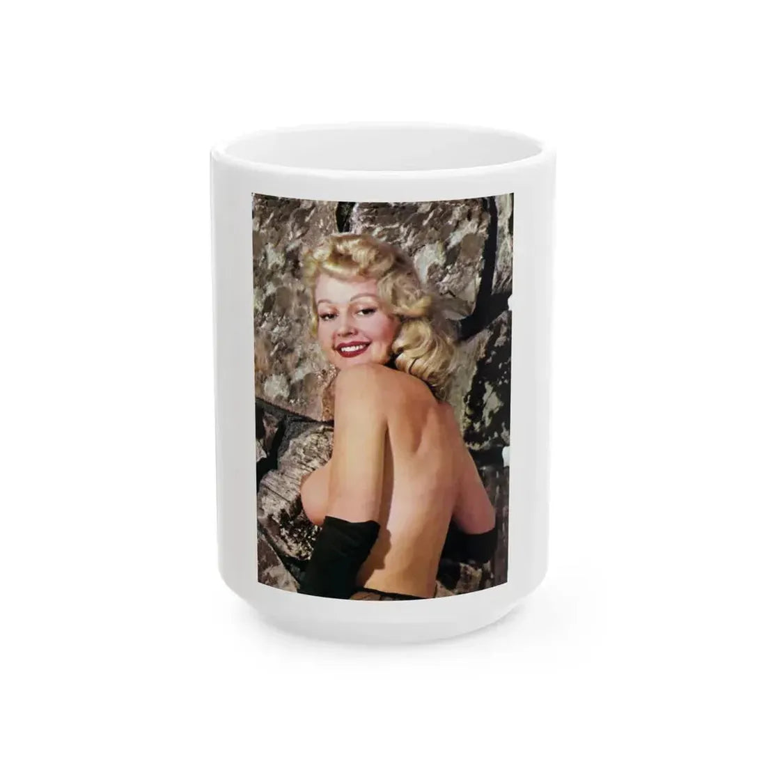 Greta Thyssen #27 - Topless (Vintage Female Icon) White Coffee Mug 15oz - Go Mug Yourself