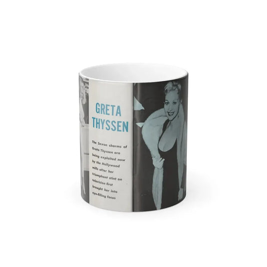 Greta Thyssen #42 - Pose! Pocket Mag. July '58 - 2 B&W Photos & Caption (Vintage Female Icon) Color Changing Mug 11oz 11oz - Go Mug Yourself