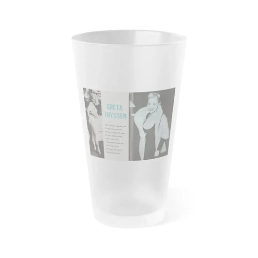 Greta Thyssen #42 - Pose! Pocket Mag. July '58 - 2 B&W Photos & Caption (Vintage Female Icon) Frosted Pint Glass 16oz 16oz Frosted - Go Mug Yourself