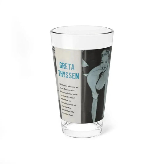 Greta Thyssen #42 - Pose! Pocket Mag. July '58 - 2 B&W Photos & Caption (Vintage Female Icon) Pint Glass 16oz 16oz - Go Mug Yourself