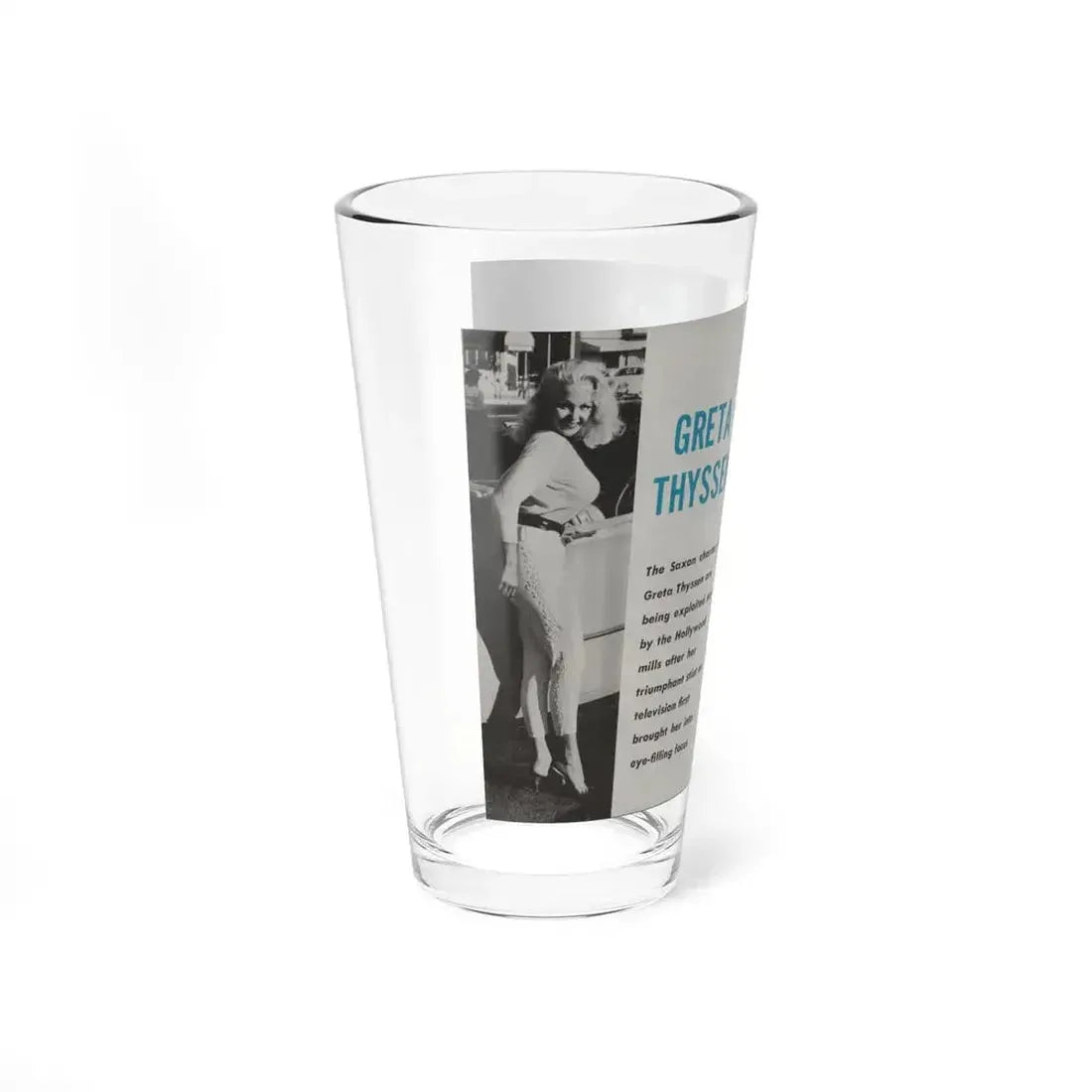 Greta Thyssen #42 - Pose! Pocket Mag. July '58 - 2 B&W Photos & Caption (Vintage Female Icon) Pint Glass 16oz - Go Mug Yourself