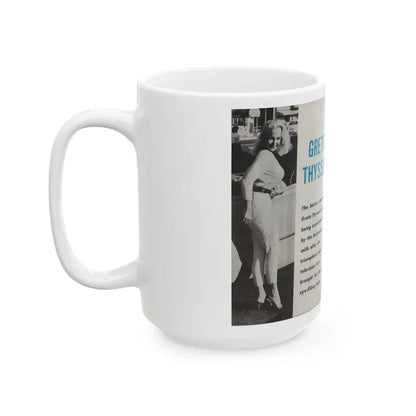 Greta Thyssen #42 - Pose! Pocket Mag. July '58 - 2 B&W Photos & Caption (Vintage Female Icon) White Coffee Mug - Go Mug Yourself