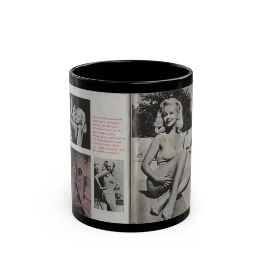 Greta Thyssen #43 - Pose! Pocket Mag. July '58 - 4 B&W Photos & Caption (Vintage Female Icon) Black Coffee Mug 11oz - Go Mug Yourself