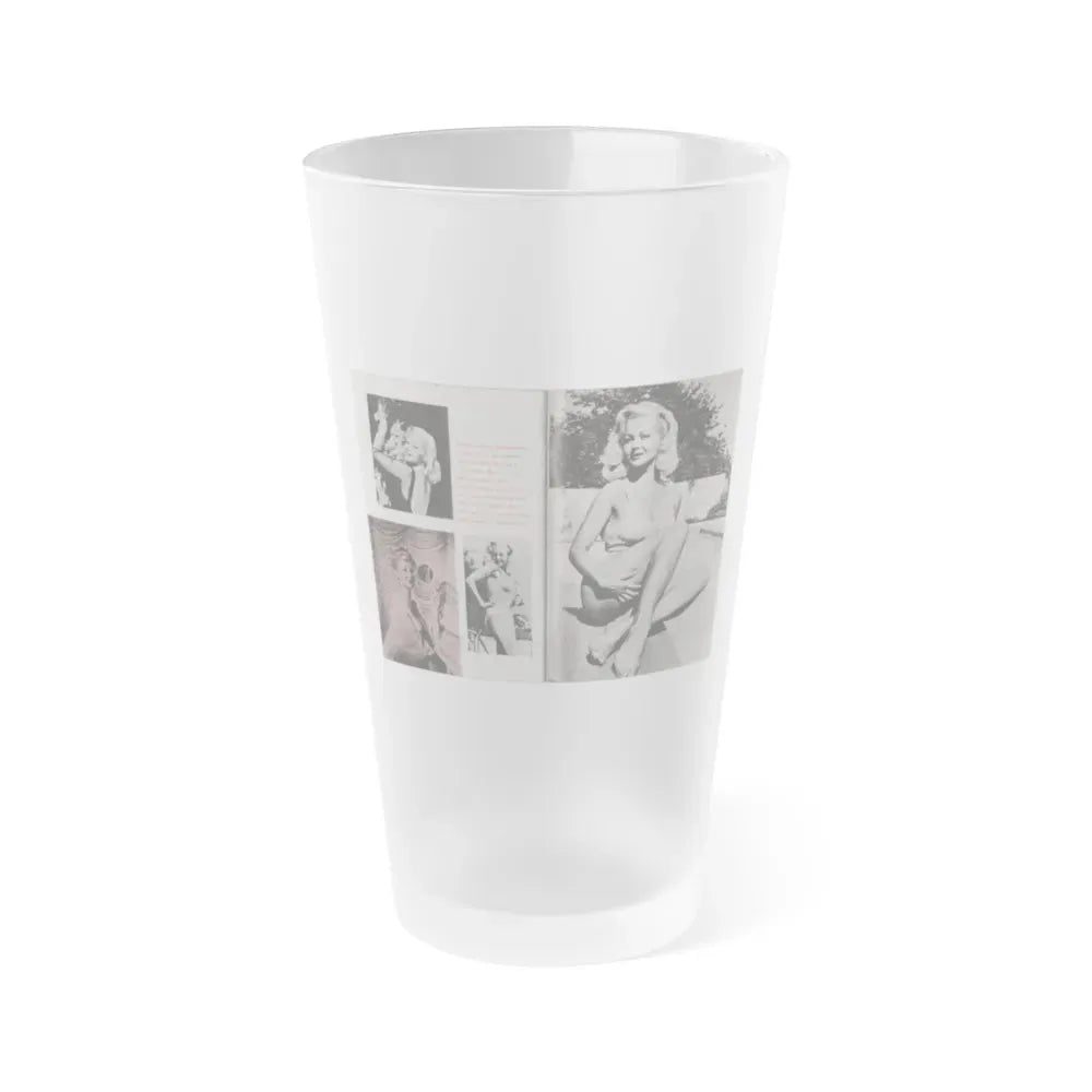 Greta Thyssen #43 - Pose! Pocket Mag. July '58 - 4 B&W Photos & Caption (Vintage Female Icon) Frosted Pint Glass 16oz 16oz Frosted - Go Mug Yourself