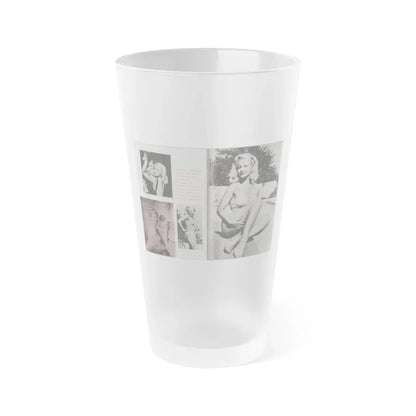 Greta Thyssen #43 - Pose! Pocket Mag. July '58 - 4 B&W Photos & Caption (Vintage Female Icon) Frosted Pint Glass 16oz 16oz Frosted - Go Mug Yourself
