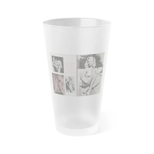 Greta Thyssen #43 - Pose! Pocket Mag. July '58 - 4 B&W Photos & Caption (Vintage Female Icon) Frosted Pint Glass 16oz 16oz Frosted - Go Mug Yourself