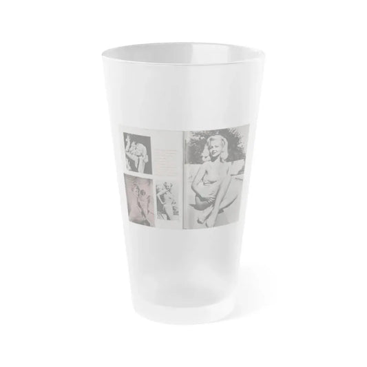 Greta Thyssen #43 - Pose! Pocket Mag. July '58 - 4 B&W Photos & Caption (Vintage Female Icon) Frosted Pint Glass 16oz 16oz Frosted - Go Mug Yourself