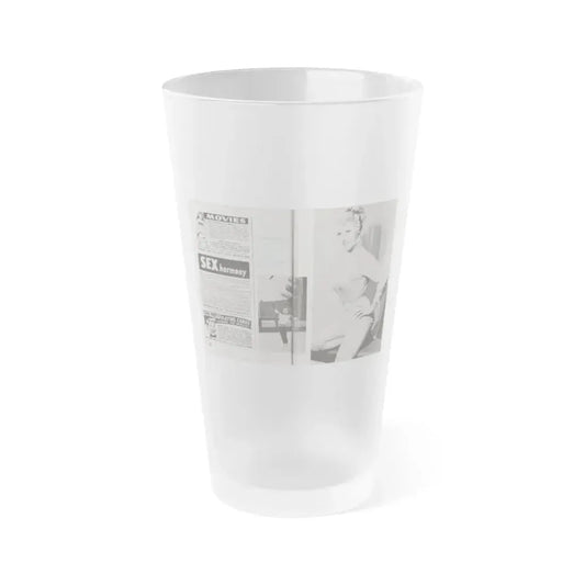 Greta Thyssen #44 - Pose! Pocket Mag. July '58 - 2 B&W Photos & Caption (Vintage Female Icon) Frosted Pint Glass 16oz 16oz Frosted - Go Mug Yourself