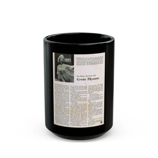 Greta Thyssen #89 - Photo & Article (Vintage Female Icon) Black Coffee Mug 15oz - Go Mug Yourself