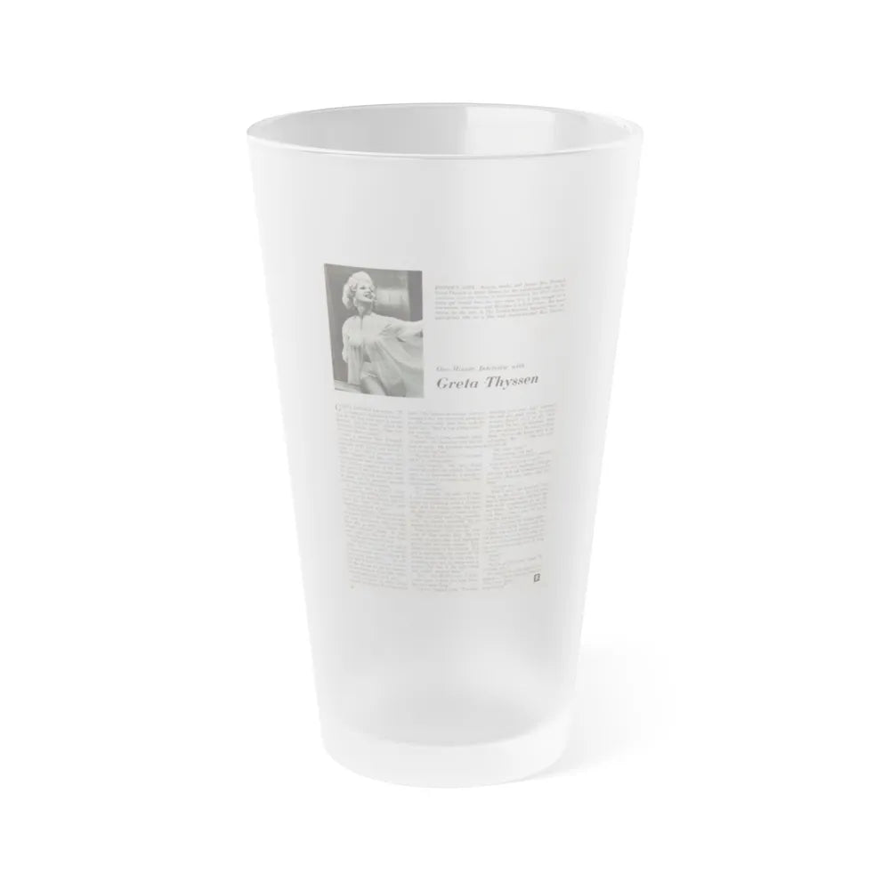 Greta Thyssen #89 - Photo & Article (Vintage Female Icon) Frosted Pint Glass 16oz-16oz-Frosted-Go Mug Yourself