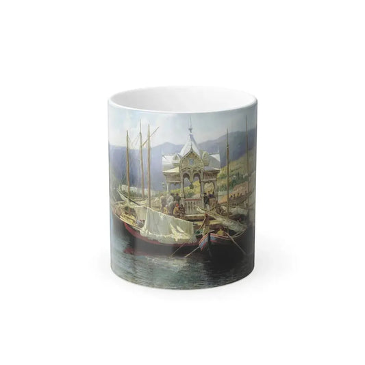 Grigoriy Myasoyedov (1835-1911) A Wharf in Yalta - Oil on Canvas 1890 - Color Changing Mug 11oz 11oz - Go Mug Yourself