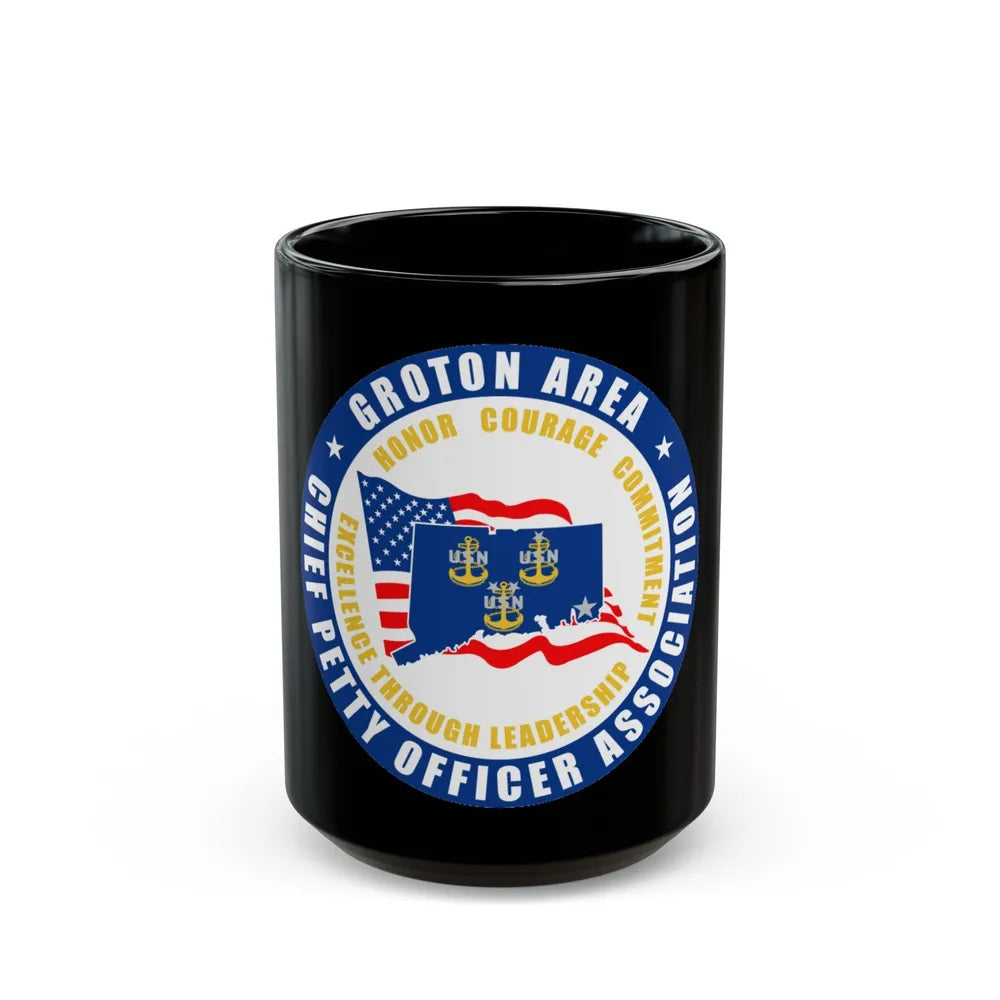 Groton Area CPOA Chief Petty Officer Associations (U.S. Navy) Black Coffee Mug-15oz-Go Mug Yourself