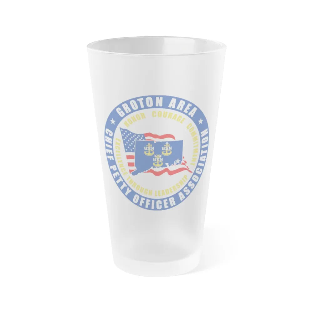 Groton Area CPOA Chief Petty Officer Associations (U.S. Navy) Frosted Pint Glass 16oz-Go Mug Yourself