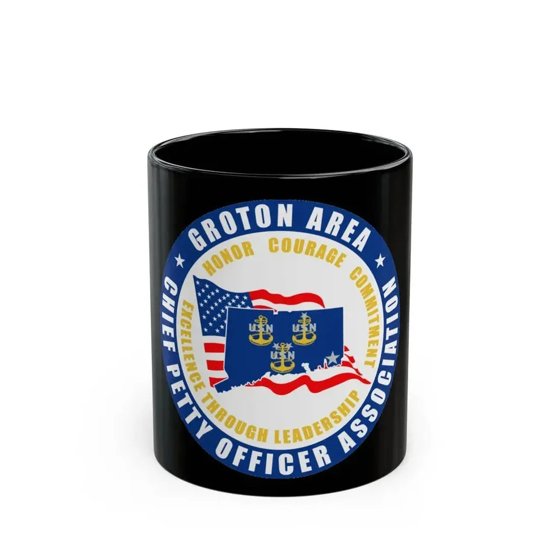 Groton Area CPOA Chief Petty Officer Associations (U.S. Navy) Black Coffee Mug 11oz - Go Mug Yourself
