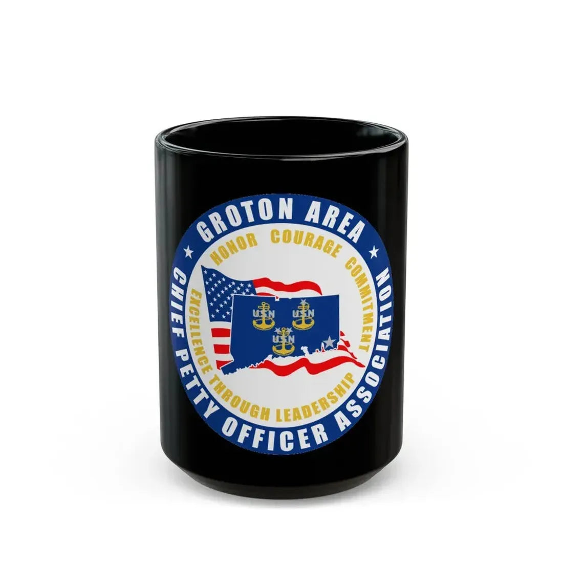 Groton Area CPOA Chief Petty Officer Associations (U.S. Navy) Black Coffee Mug 15oz - Go Mug Yourself