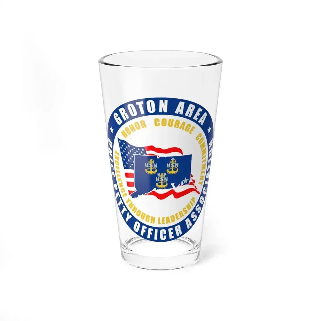 Groton Area CPOA Chief Petty Officer Associations (U.S. Navy) Pint Glass 16oz - Go Mug Yourself