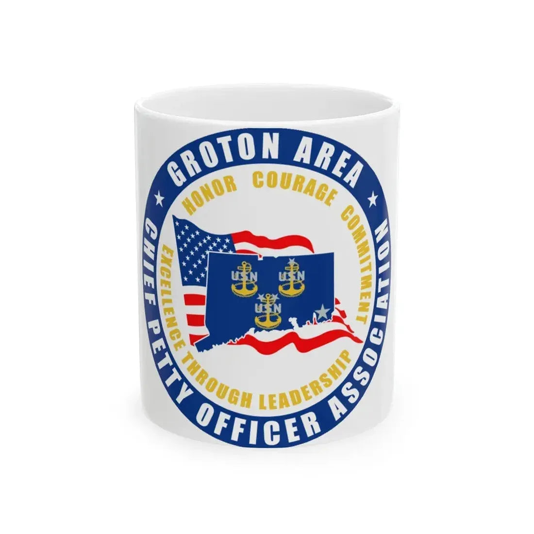 Groton Area CPOA Chief Petty Officer Associations (U.S. Navy) White Coffee Mug 11oz - Go Mug Yourself