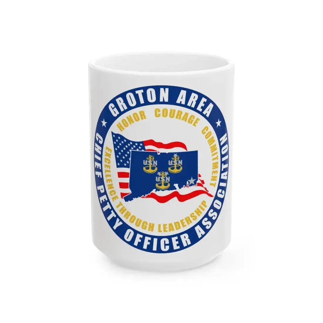 Groton Area CPOA Chief Petty Officer Associations (U.S. Navy) White Coffee Mug 15oz - Go Mug Yourself