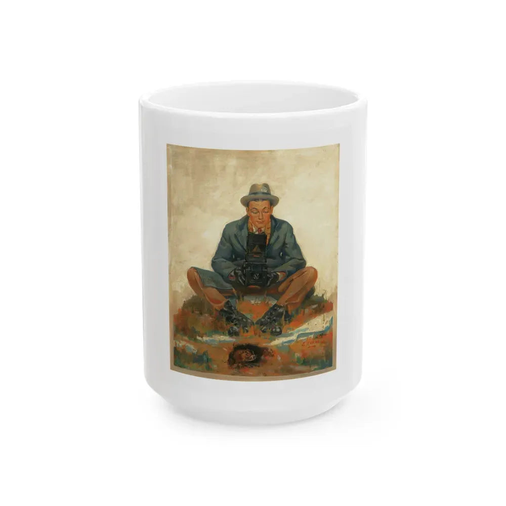 Groundhog's Day, original illustration - White Coffee Mug 15oz - Go Mug Yourself