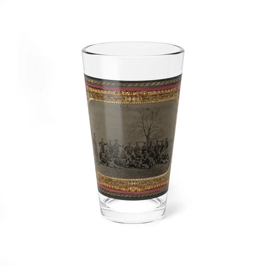 Group Of 26 Unidentified Soldiers In Union Uniforms With Stacked Bayoneted Muskets In Front Of Tree (U.S. Civil War) Pint Glass 16oz-16oz-Go Mug Yourself