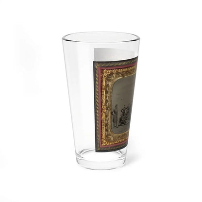 Group Of 26 Unidentified Soldiers In Union Uniforms With Stacked Bayoneted Muskets In Front Of Tree (U.S. Civil War) Pint Glass 16oz-Go Mug Yourself