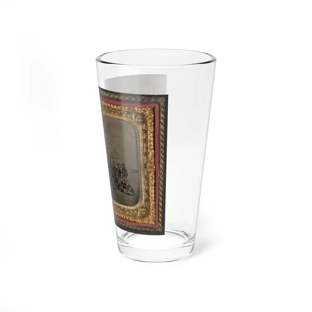 Group Of 26 Unidentified Soldiers In Union Uniforms With Stacked Bayoneted Muskets In Front Of Tree (U.S. Civil War) Pint Glass 16oz-Go Mug Yourself