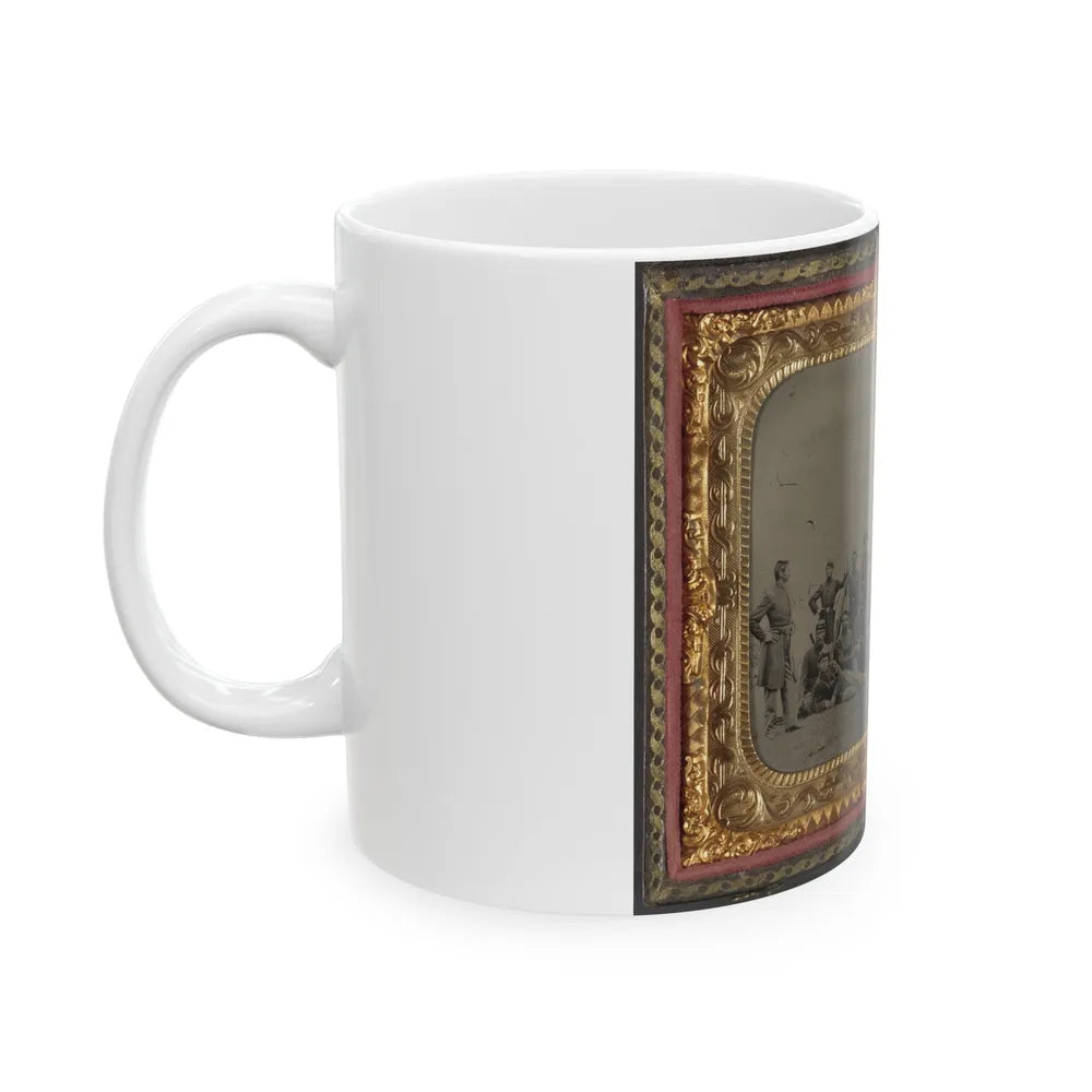 Group Of 26 Unidentified Soldiers In Union Uniforms With Stacked Bayoneted Muskets In Front Of Tree (U.S. Civil War) White Coffee Mug-Go Mug Yourself