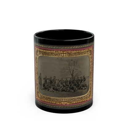 Group Of 26 Unidentified Soldiers In Union Uniforms With Stacked Bayoneted Muskets In Front Of Tree (U.S. Civil War) Black Coffee Mug 11oz - Go Mug Yourself