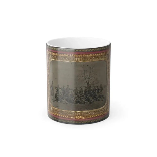 Group of 26 Unidentified Soldiers in Union Uniforms With Stacked Bayoneted Muskets in Front of Tree (U.S. Civil War) Color Changing Coffee Mug 11oz Default Title 11oz - Go Mug Yourself