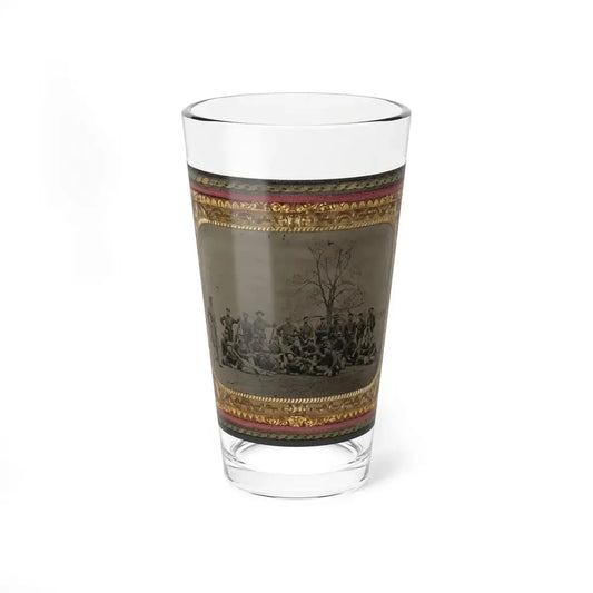 Group Of 26 Unidentified Soldiers In Union Uniforms With Stacked Bayoneted Muskets In Front Of Tree (U.S. Civil War) Pint Glass 16oz 16oz - Go Mug Yourself