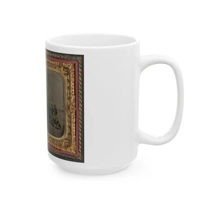 Group Of 26 Unidentified Soldiers In Union Uniforms With Stacked Bayoneted Muskets In Front Of Tree (U.S. Civil War) White Coffee Mug - Go Mug Yourself