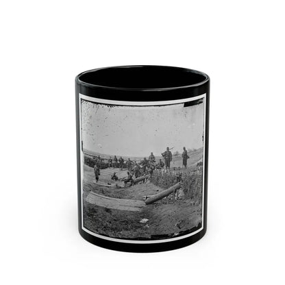 Group Of Federal Soldiers In Confederate Fort On Heights Of Centreville With Quaker Guns (U.S. Civil War) Black Coffee Mug-11oz-Go Mug Yourself