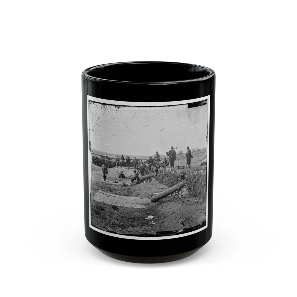 Group Of Federal Soldiers In Confederate Fort On Heights Of Centreville With Quaker Guns (U.S. Civil War) Black Coffee Mug-15oz-Go Mug Yourself