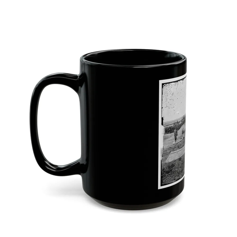 Group Of Federal Soldiers In Confederate Fort On Heights Of Centreville With Quaker Guns (U.S. Civil War) Black Coffee Mug-Go Mug Yourself