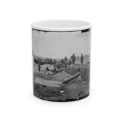 Group Of Federal Soldiers In Confederate Fort On Heights Of Centreville With Quaker Guns (U.S. Civil War) White Coffee Mug-11oz-Go Mug Yourself