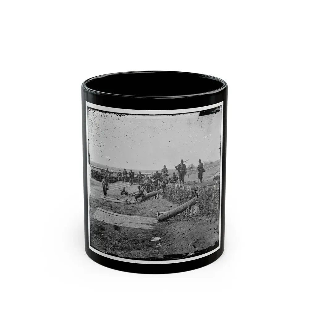Group Of Federal Soldiers In Confederate Fort On Heights Of Centreville With Quaker Guns (U.S. Civil War) Black Coffee Mug 11oz - Go Mug Yourself