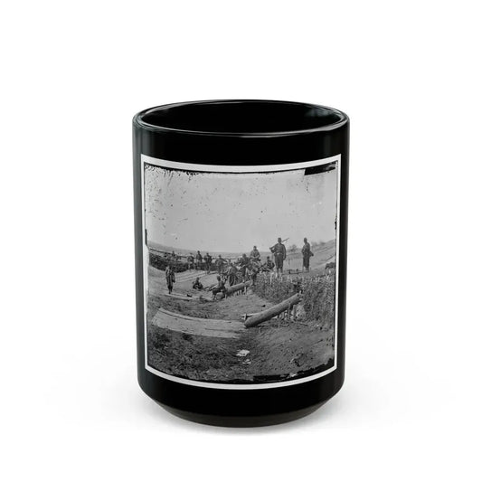 Group Of Federal Soldiers In Confederate Fort On Heights Of Centreville With Quaker Guns (U.S. Civil War) Black Coffee Mug 15oz - Go Mug Yourself