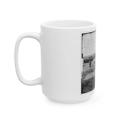 Group Of Federal Soldiers In Confederate Fort On Heights Of Centreville With Quaker Guns (U.S. Civil War) White Coffee Mug - Go Mug Yourself